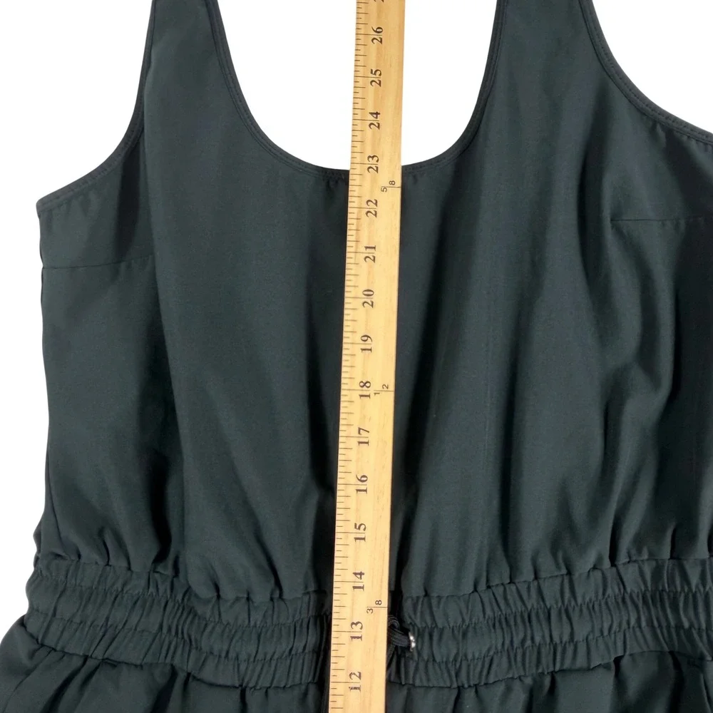 Abercrombie & Fitch Jumpsuit Womens L Black Smocked Waist Bungee Hem Athleisure - Picture 12 of 13